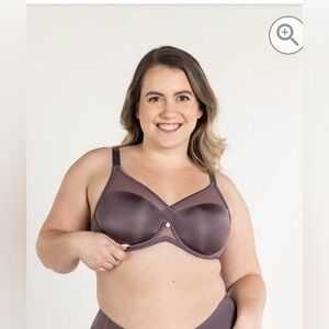 Understance Peek-Proof T-Shirt FlexWire Contour Plunge Bra Sz 36H smokey purple